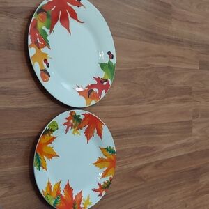 Autumn Leaf Design 2 Plates And 2 Bowls